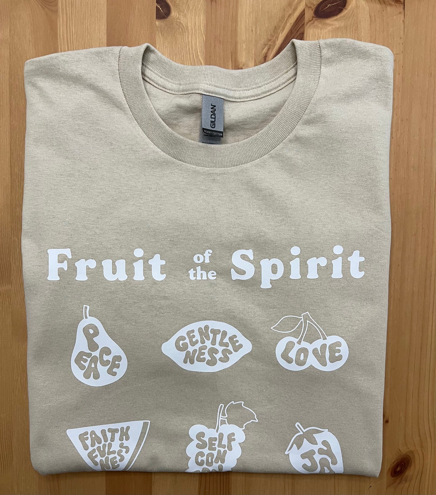Fruit of the Spirit tan tee