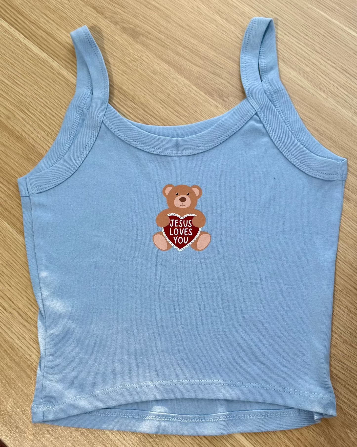 'JLY teddy' light blue cropped tank - S