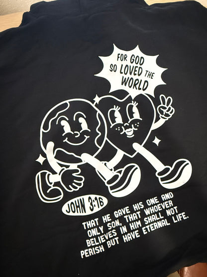 John 3:16 black hoodie - XL