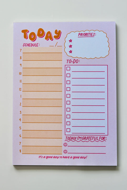 Daily Schedule Note Pad