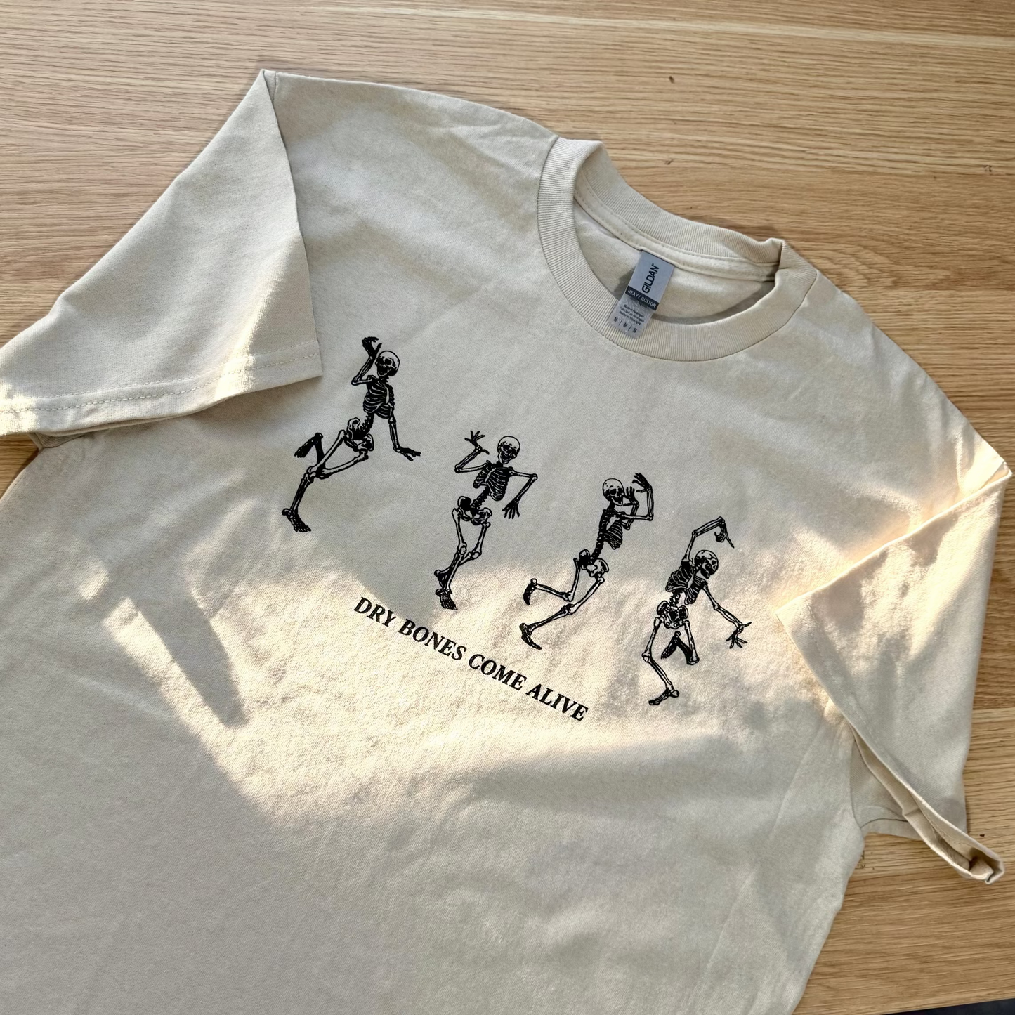 'Dry Bones Come Alive' tan tee