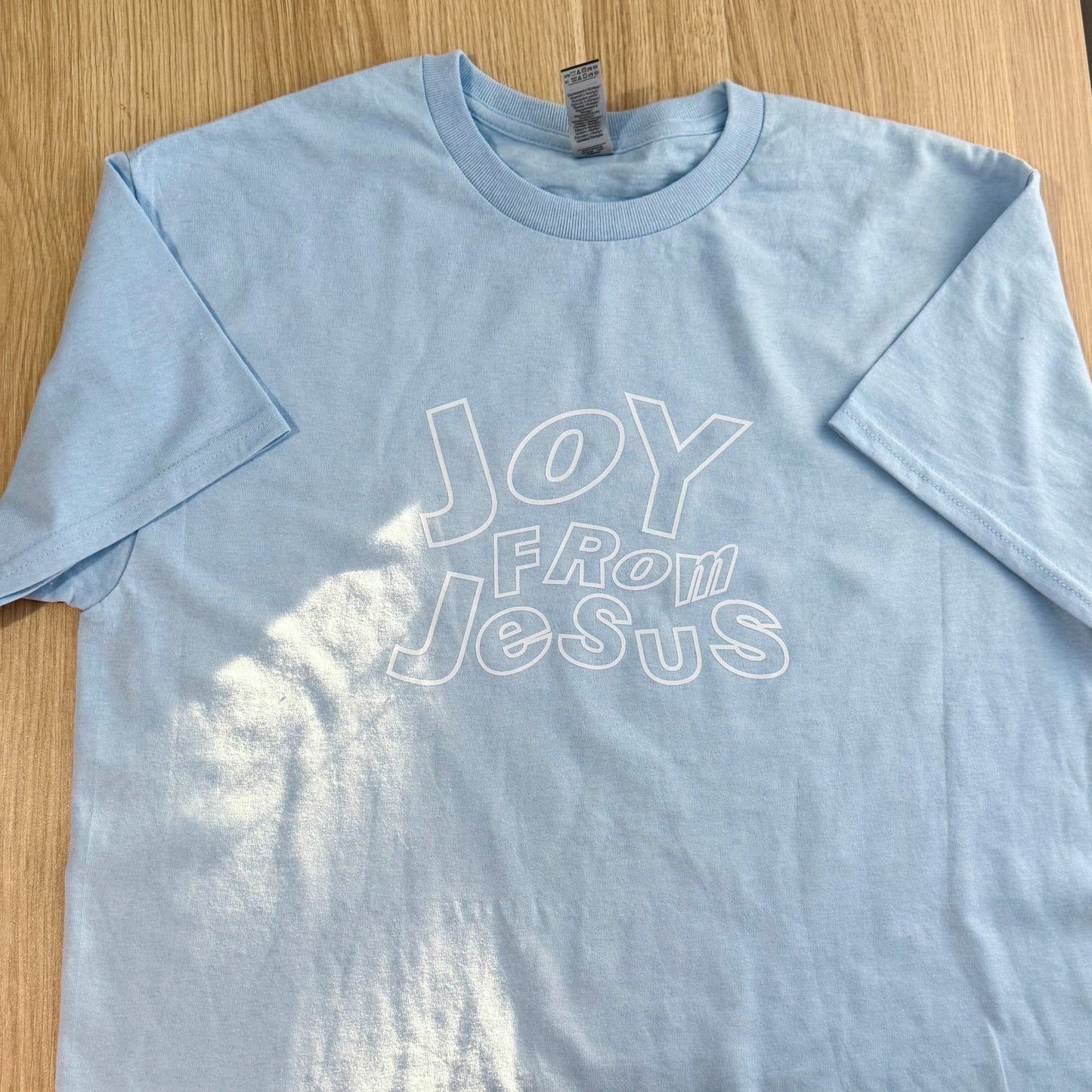 'Joy from Jesus' light blue tee