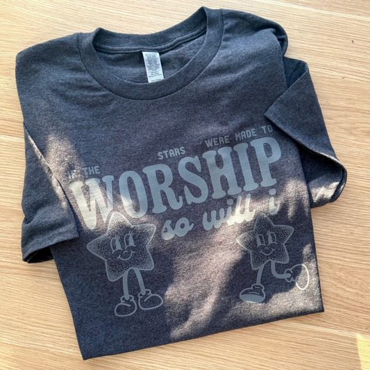 'So Will I' dark ash grey tee- XL