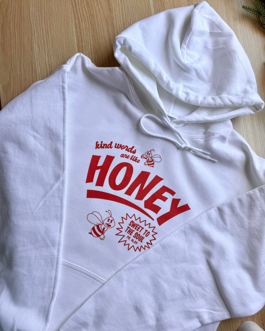 'Kind Words' white hoodie