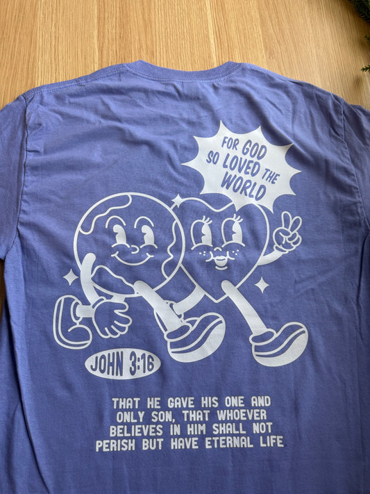 "John 3:16" periwinkle tee