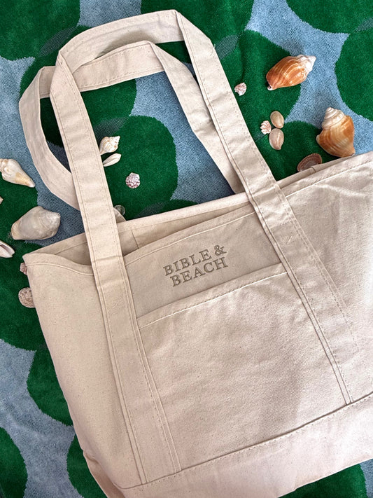 Bible & Beach Canvas tote